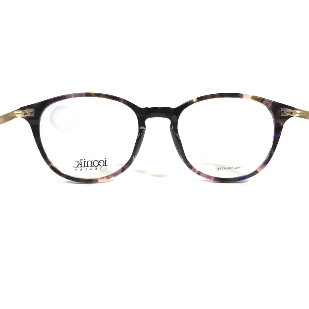 Iconik Eyeglasses Frames Ashley C3 Purple Tortoise Gold Round Full Rim 49-18-147